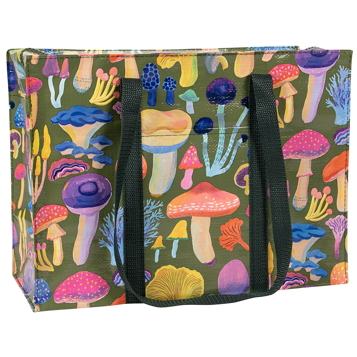 Mushrooms Blue Q shoulder Tote - Eco Recycled - Zippered With Pocket