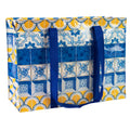 Painted Tiles Blue Q shoulder Tote - Eco Recycled - Zippered With Pocket