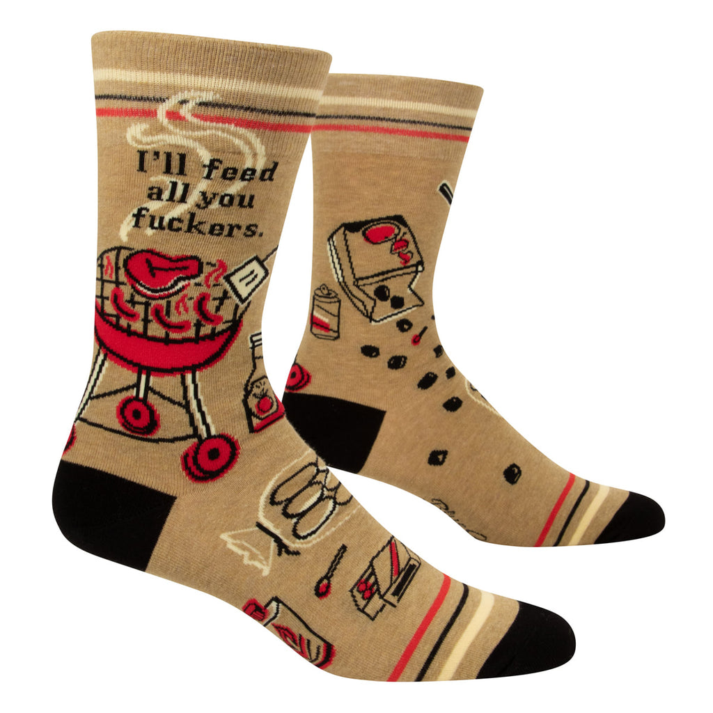 Feed all you fuckers Blue Q MEN's Crew Socks