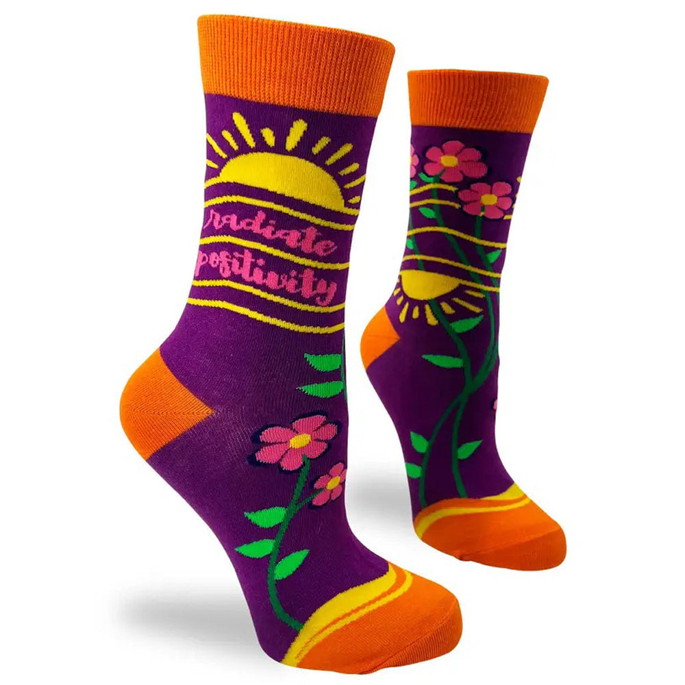 Radiate Positivity - Women's Combed Cotton Crew Socks
