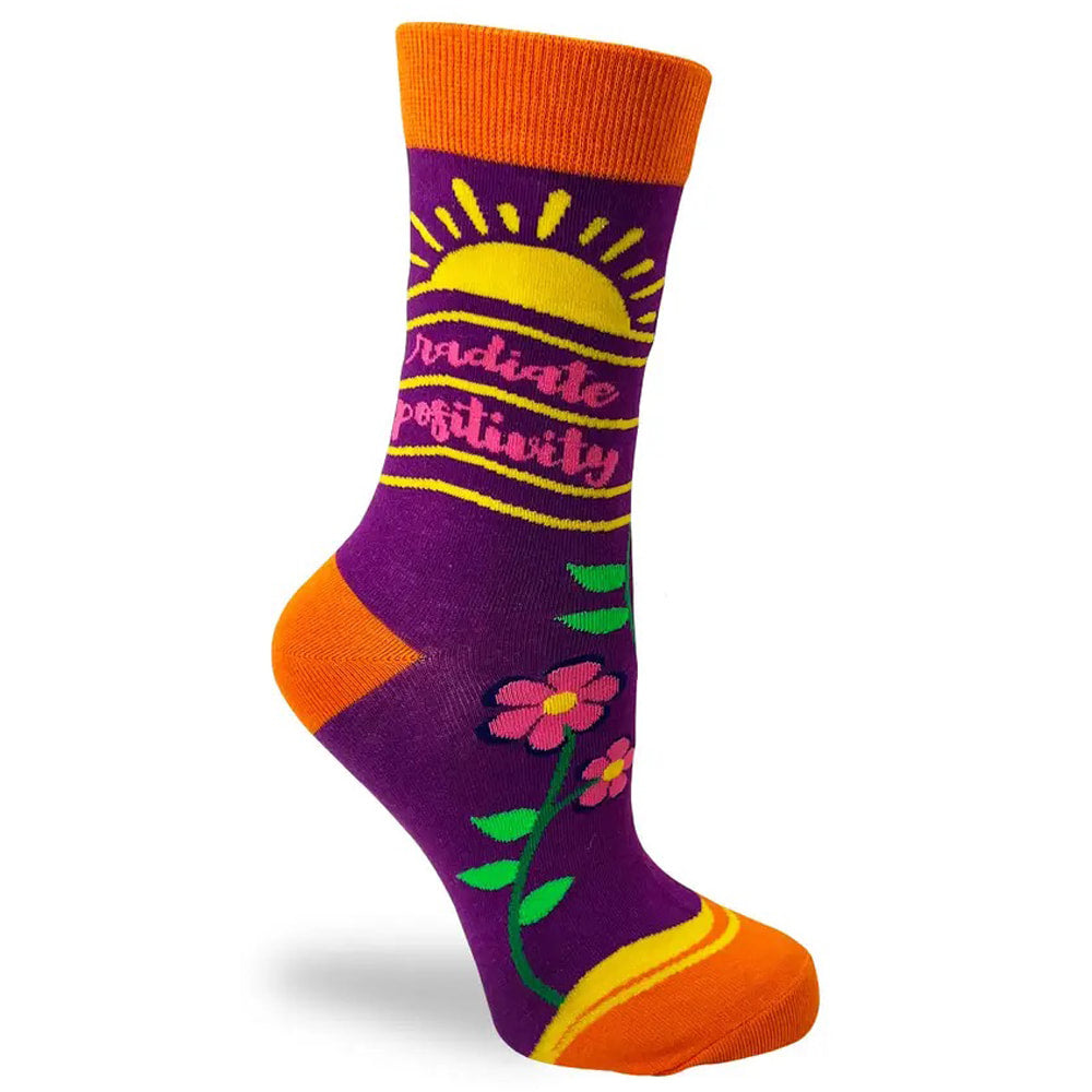 Radiate Positivity - Women's Combed Cotton Crew Socks