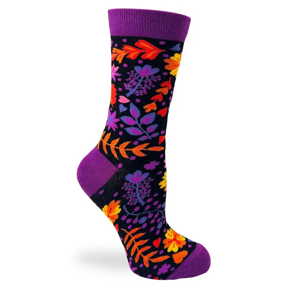 Autum Floral - Women's Combed Cotton Crew Socks