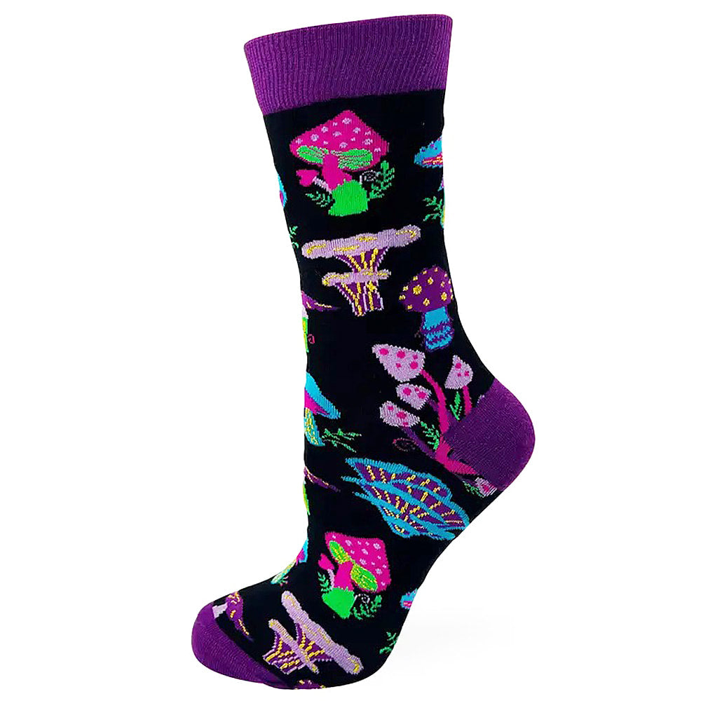 Trippy Mushrooms - Women's Combed Cotton Crew Socks