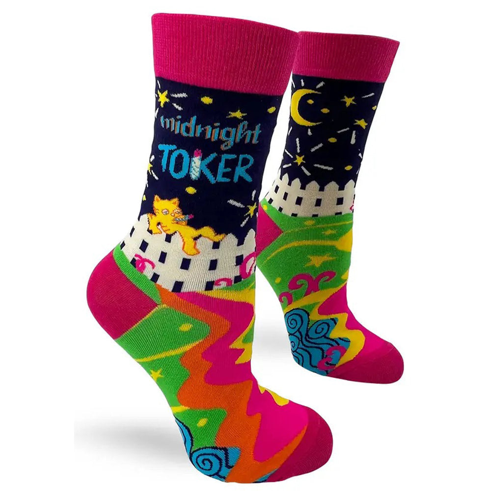 Midnight Toker - Women's Combed Cotton Crew Socks