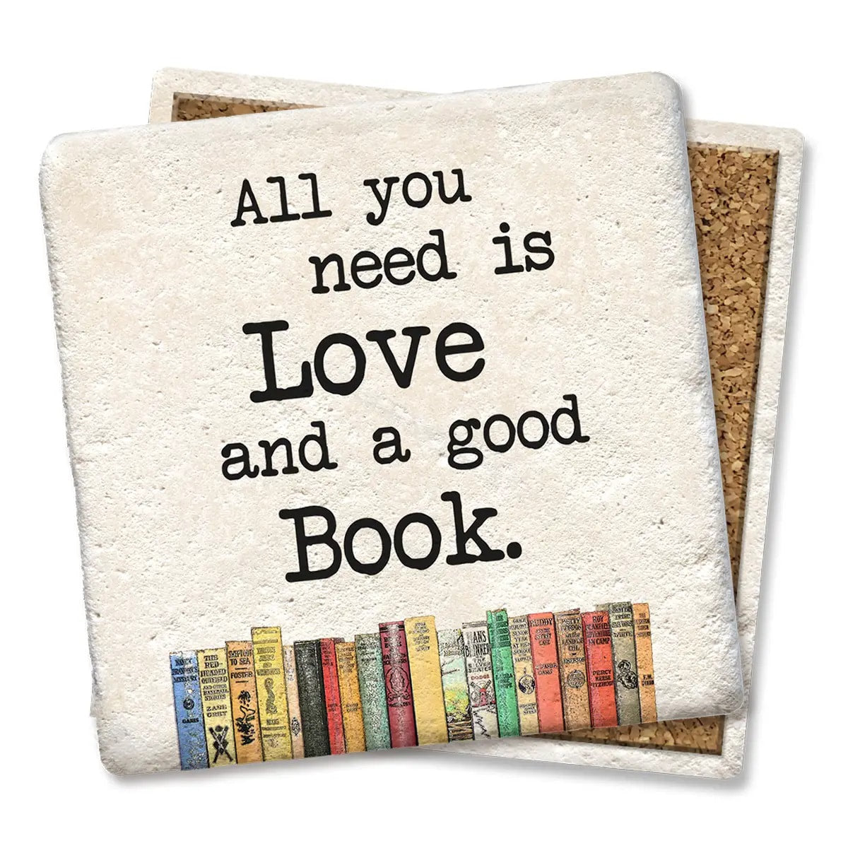 Love and a good book - Limestone Coaster by Tipsy