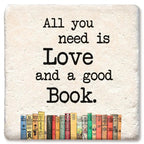 Love and a good book - Limestone Coaster by Tipsy