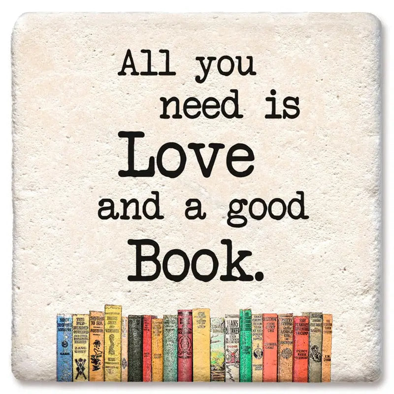 Love and a good book - Limestone Coaster by Tipsy