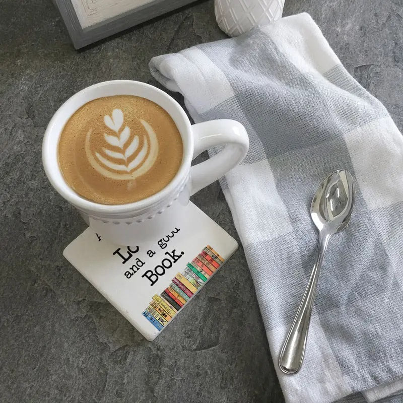 Love and a good book - Limestone Coaster by Tipsy