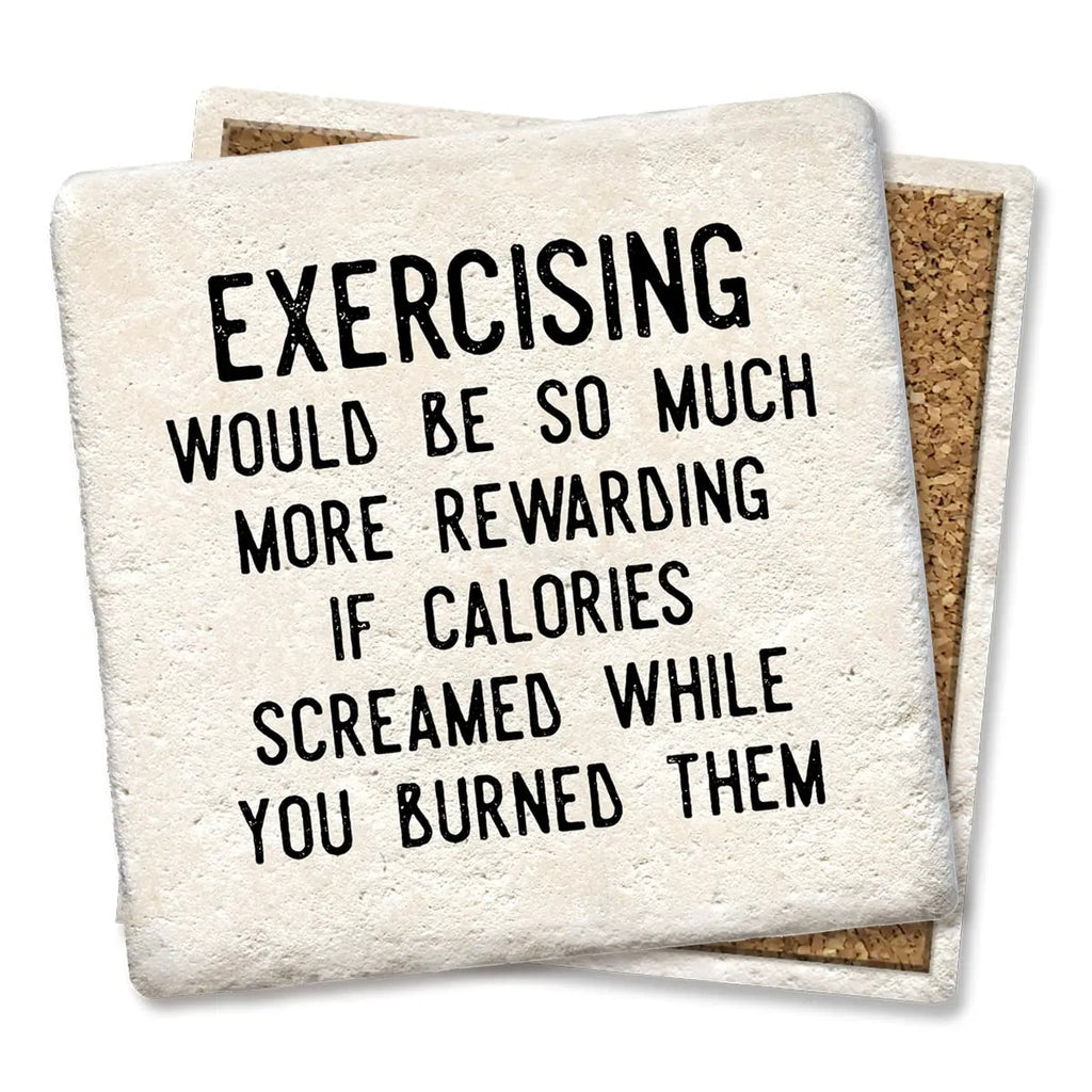 Screaming Calories Limestone Coaster by Tipsy