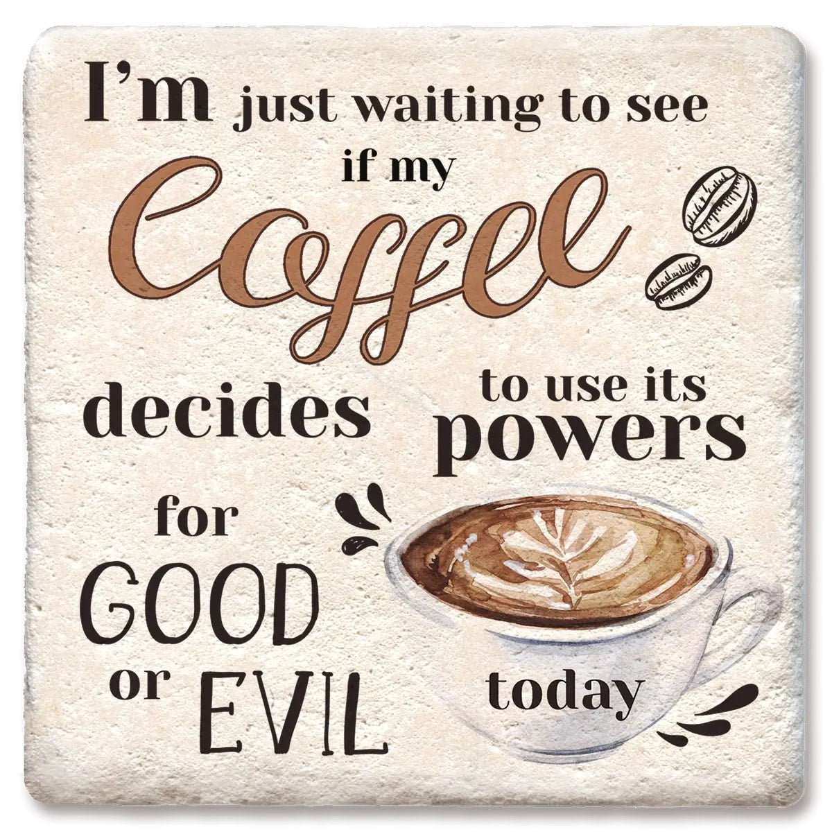 Good or evil coffee Limestone Coaster by Tipsy