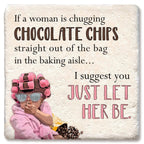 Women Chugging Chocolate Chips Limestone Coaster by Tipsy
