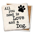 Love and a Dog Limestone Coaster by Tipsy