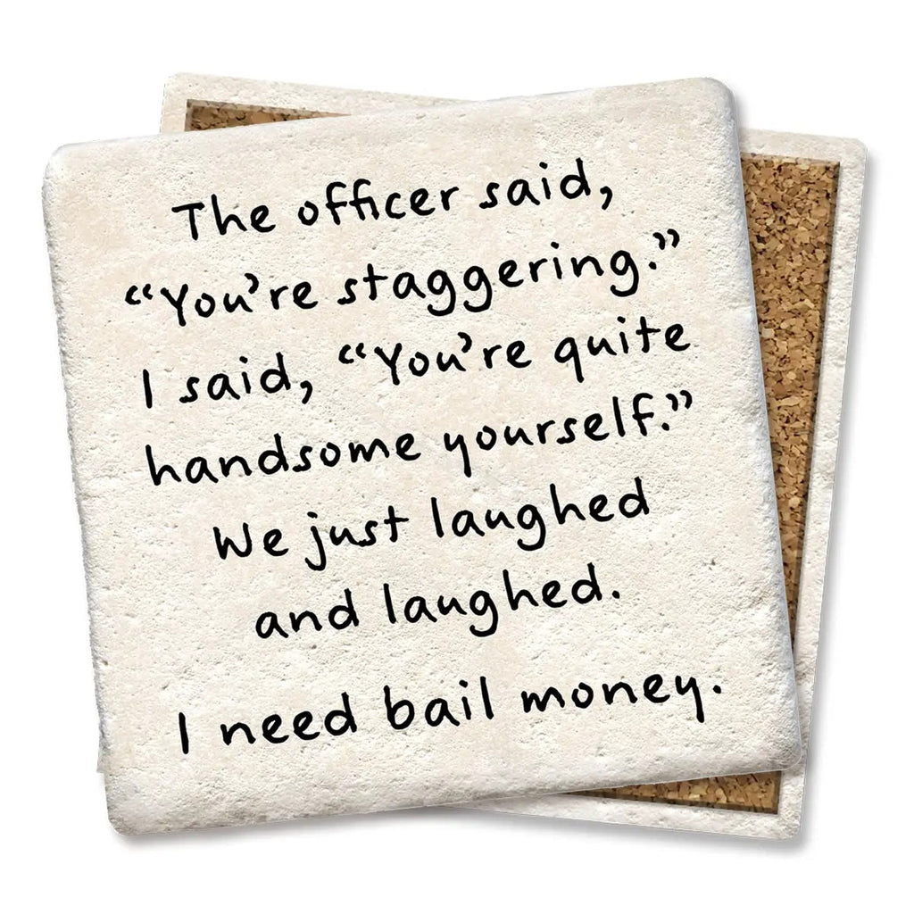 Officer Staggering Bail Limestone Coaster by Tipsy