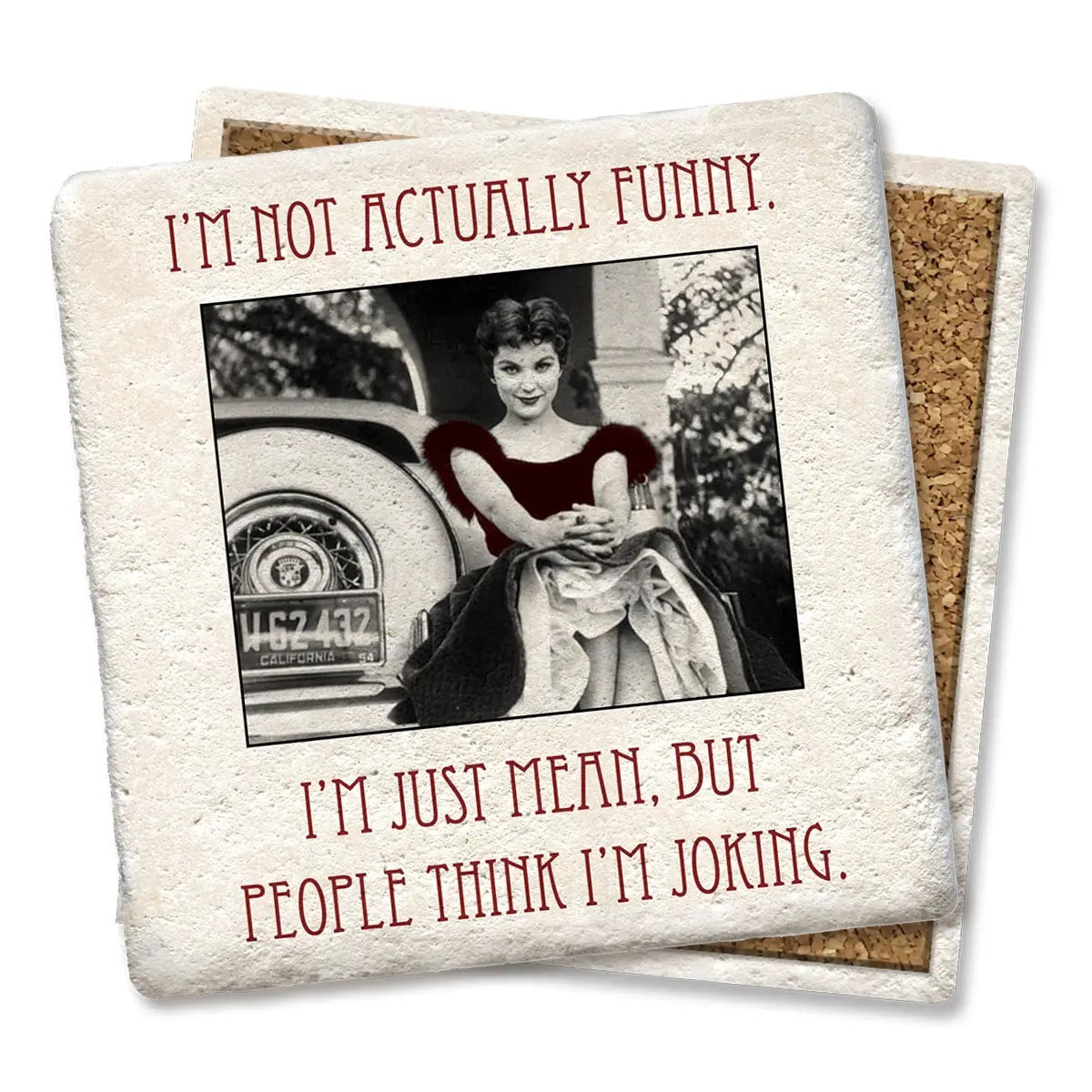 Not funny Limestone Coaster by Tipsy