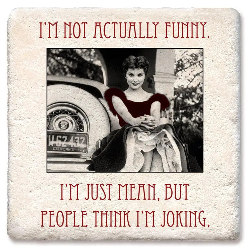 Not funny Limestone Coaster by Tipsy