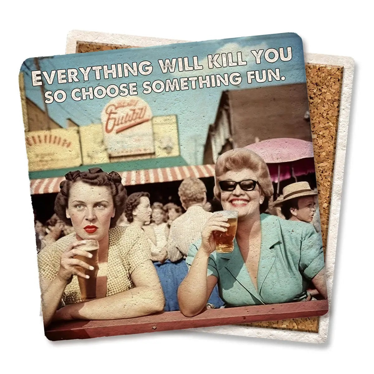 Choose something fun Limestone Coaster by Tipsy