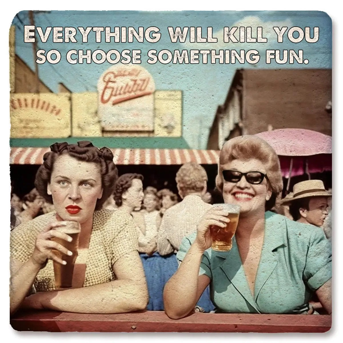 Choose something fun Limestone Coaster by Tipsy