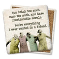 Cuss too much Limestone Coaster by Tipsy