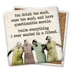 Cuss too much Limestone Coaster by Tipsy