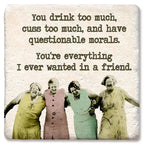 Cuss too much Limestone Coaster by Tipsy