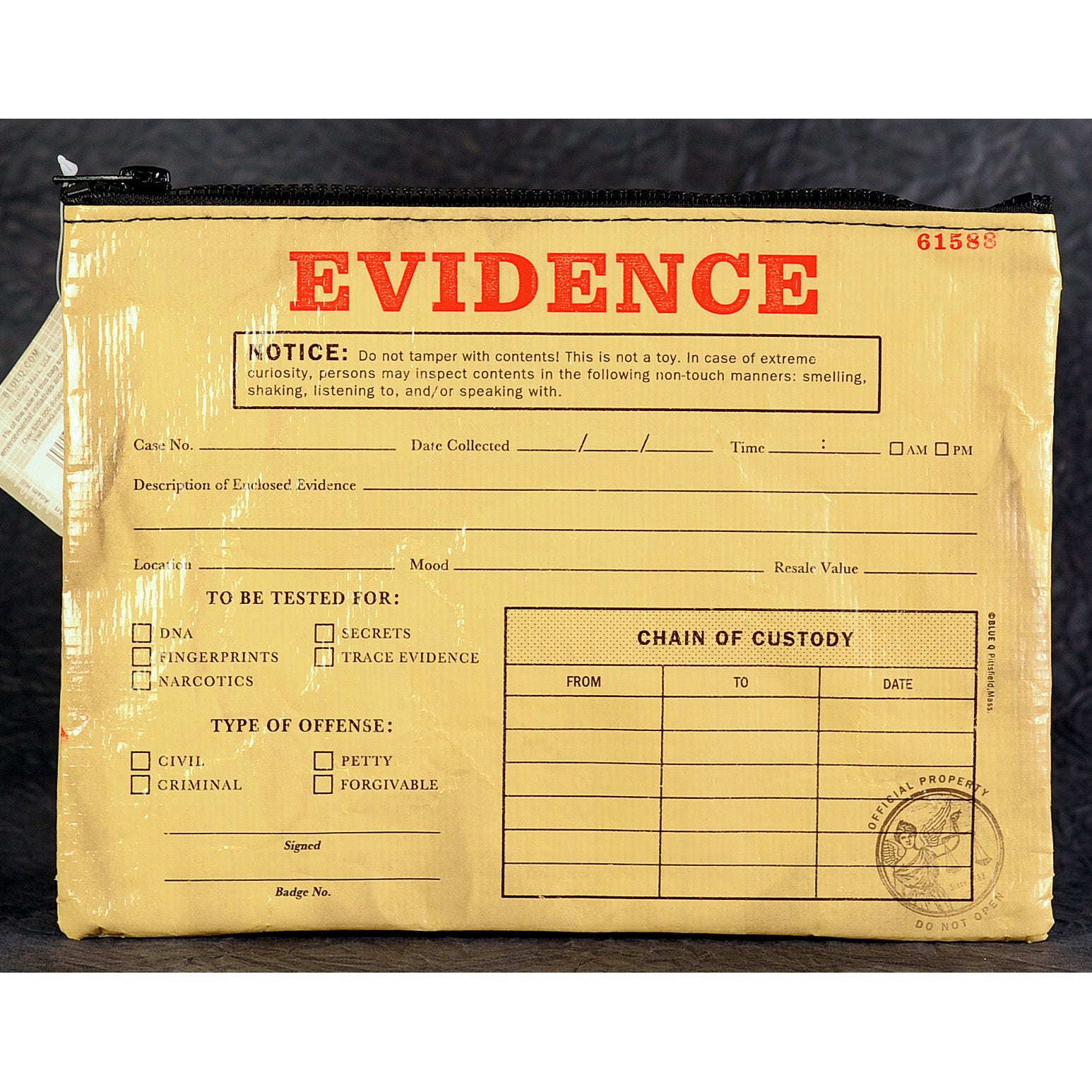Eco, Recycled Zipper Pouch - Evidence - Blue Q