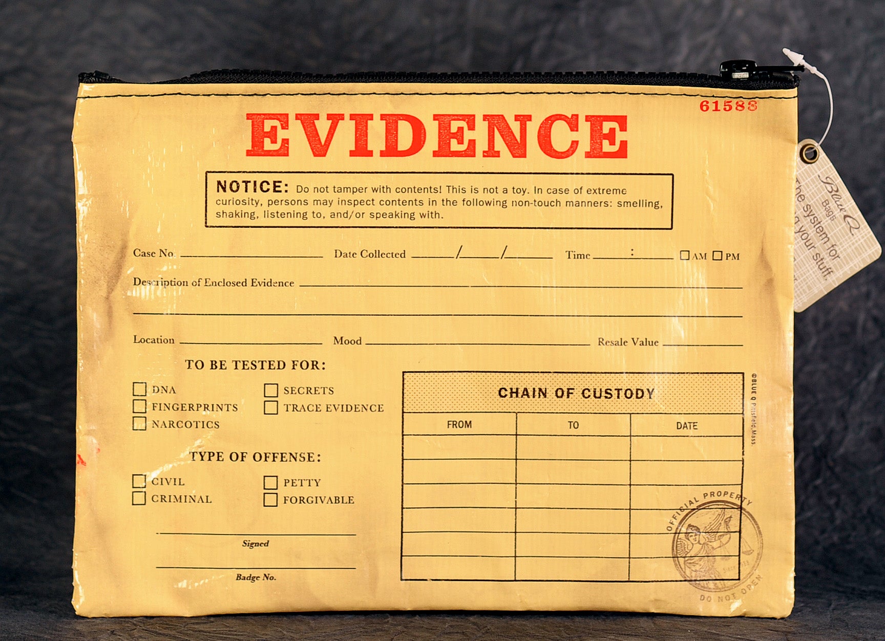 Eco, Recycled Zipper Pouch - Evidence - Blue Q