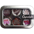 Chocolate  - 6 unique bottle cap magnet set in tin