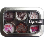 Chocolate  - 6 unique bottle cap magnet set in tin