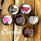 Chocolate  - 6 unique bottle cap magnet set in tin