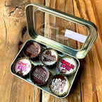 Chocolate  - 6 unique bottle cap magnet set in tin