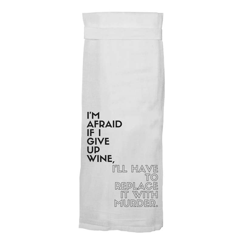 Wine Murder - Hang Tight Cotton Towel with pull through loop - by Twisted Wares