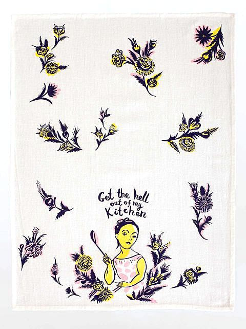 Blue Q  Get the Hell Out of My Kitchen - Kitchen Towel - Screen Printed Cotton Kitchen Towel