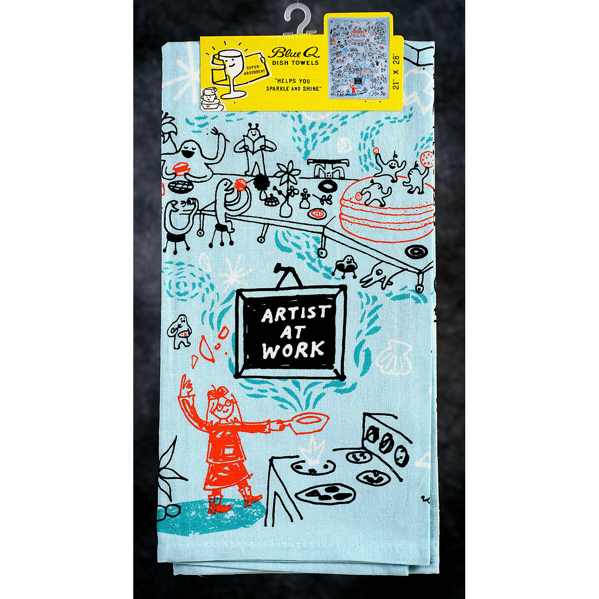 Artist At Work Kitchen Towel - Screen Printed Cotton Kitchen Towel - Blue Q