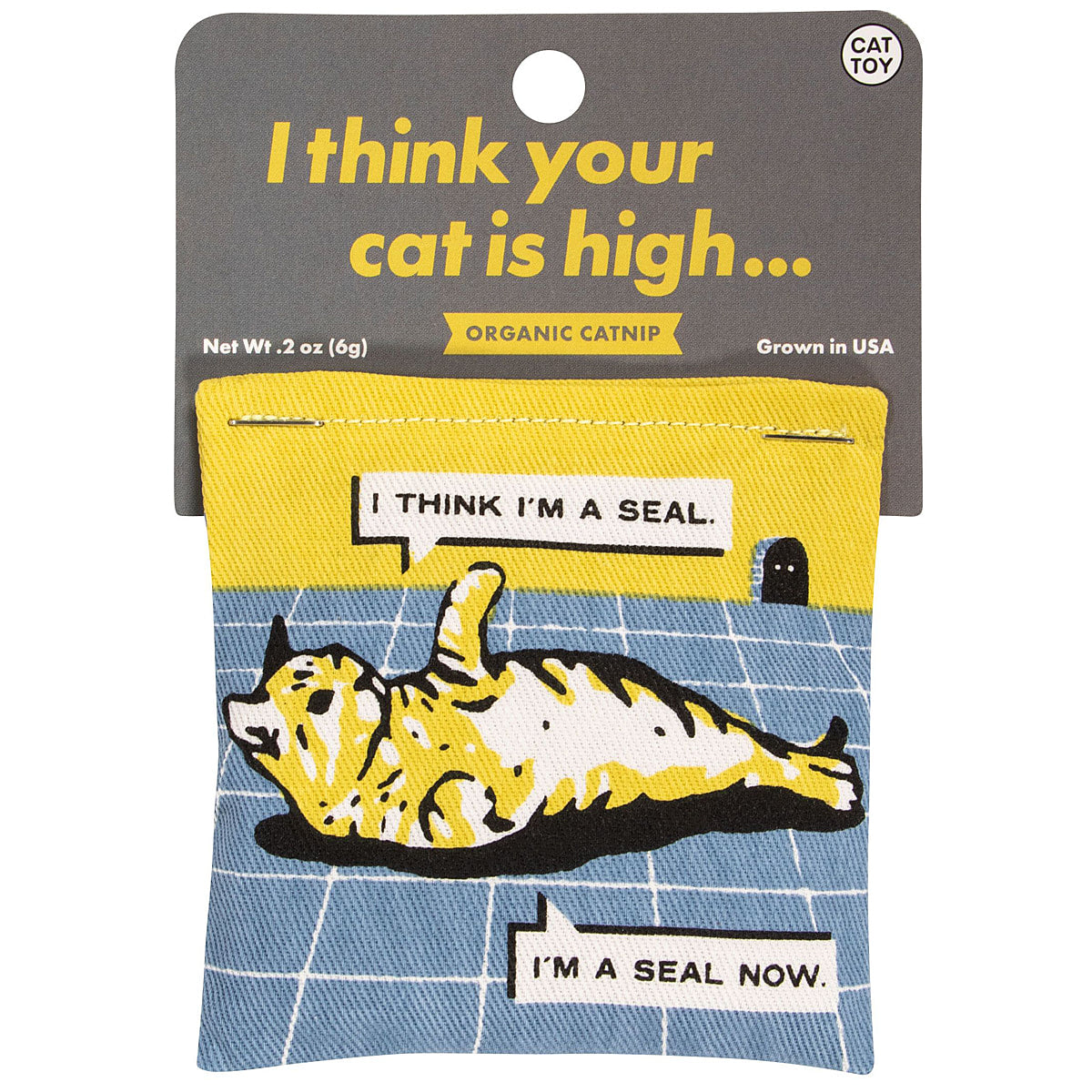 Your cat is High. Organic Catnip by Blue Q