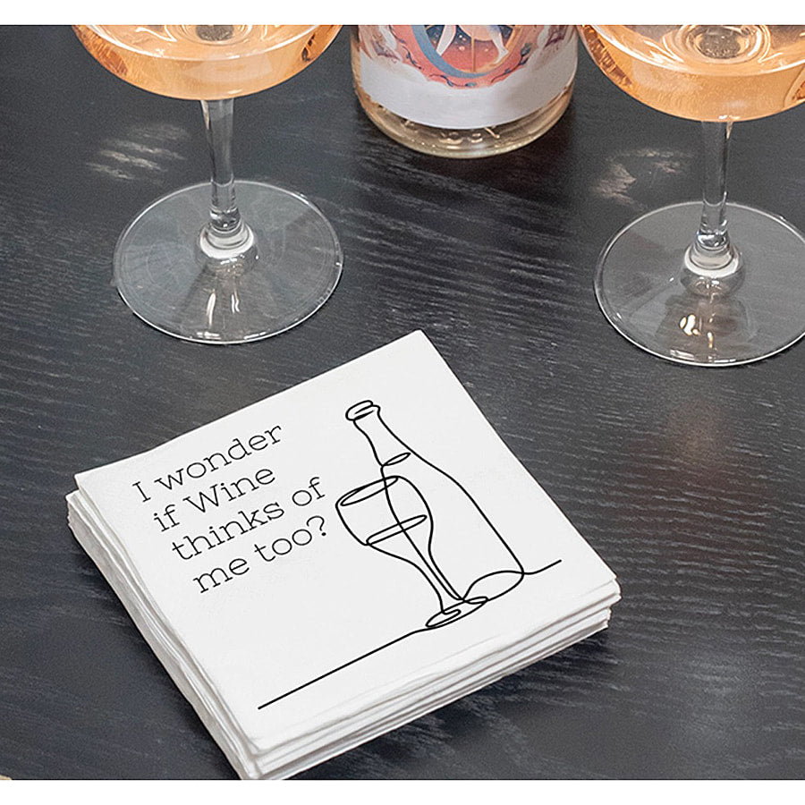 I Wonder if Wine Thinks of Me Too Cocktail Napkins by Twisted Wares