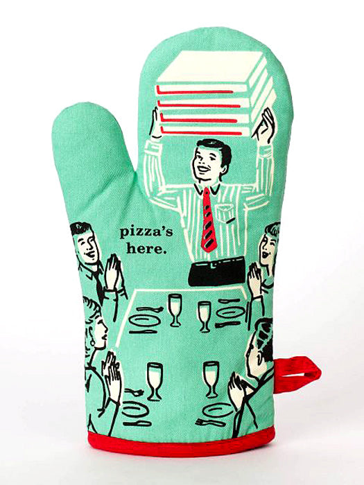 Pizza's Here Blue Q Cotton Oven Mitts