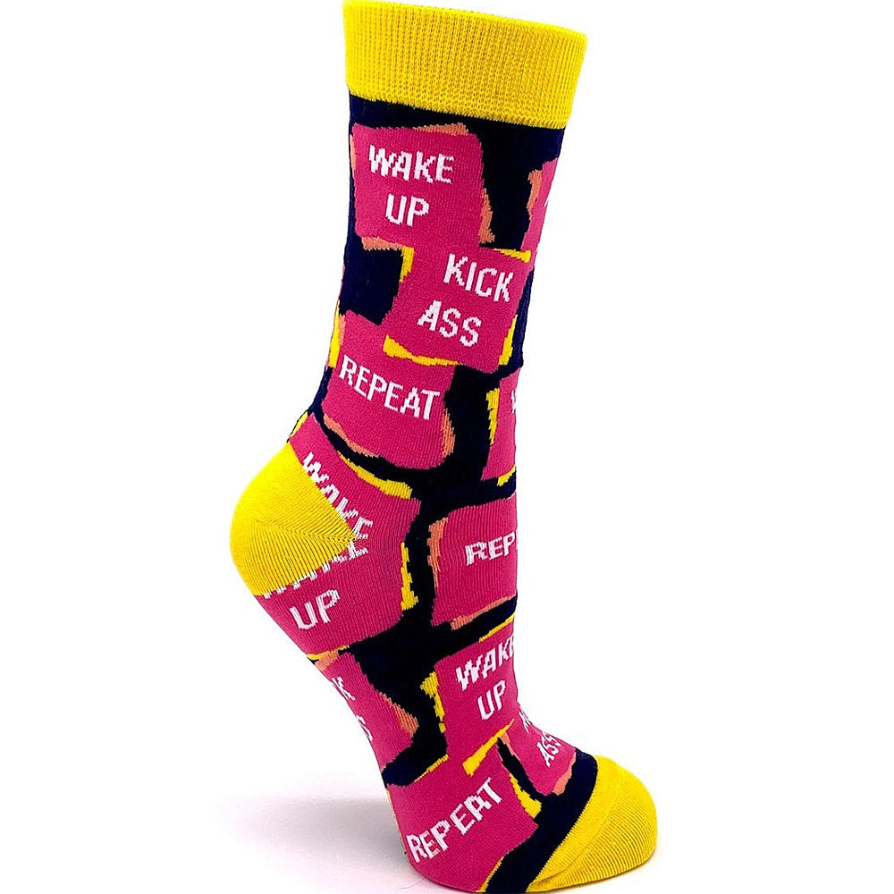 Wake up, Kick Ass Women's Combed Cotton Crew Socks