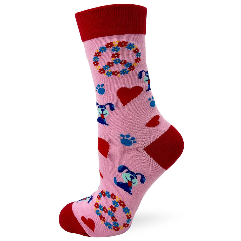 Peace Love and Dogs Women's Combed Cotton Crew Socks