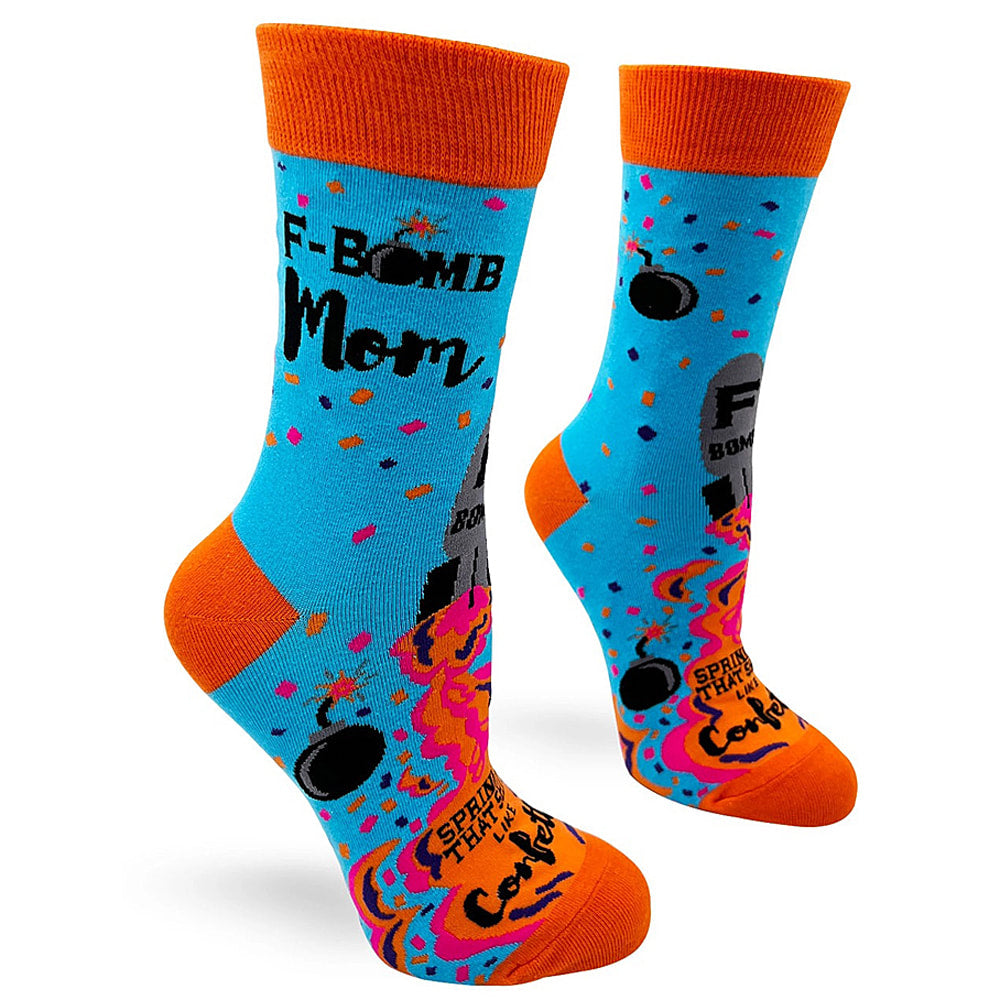 F-Bomb Mom Women's Combed Cotton Crew Socks by FabDaz