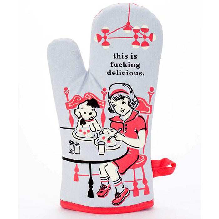 This Is Fucking Delicious Blue Q Cotton Oven Mitts
