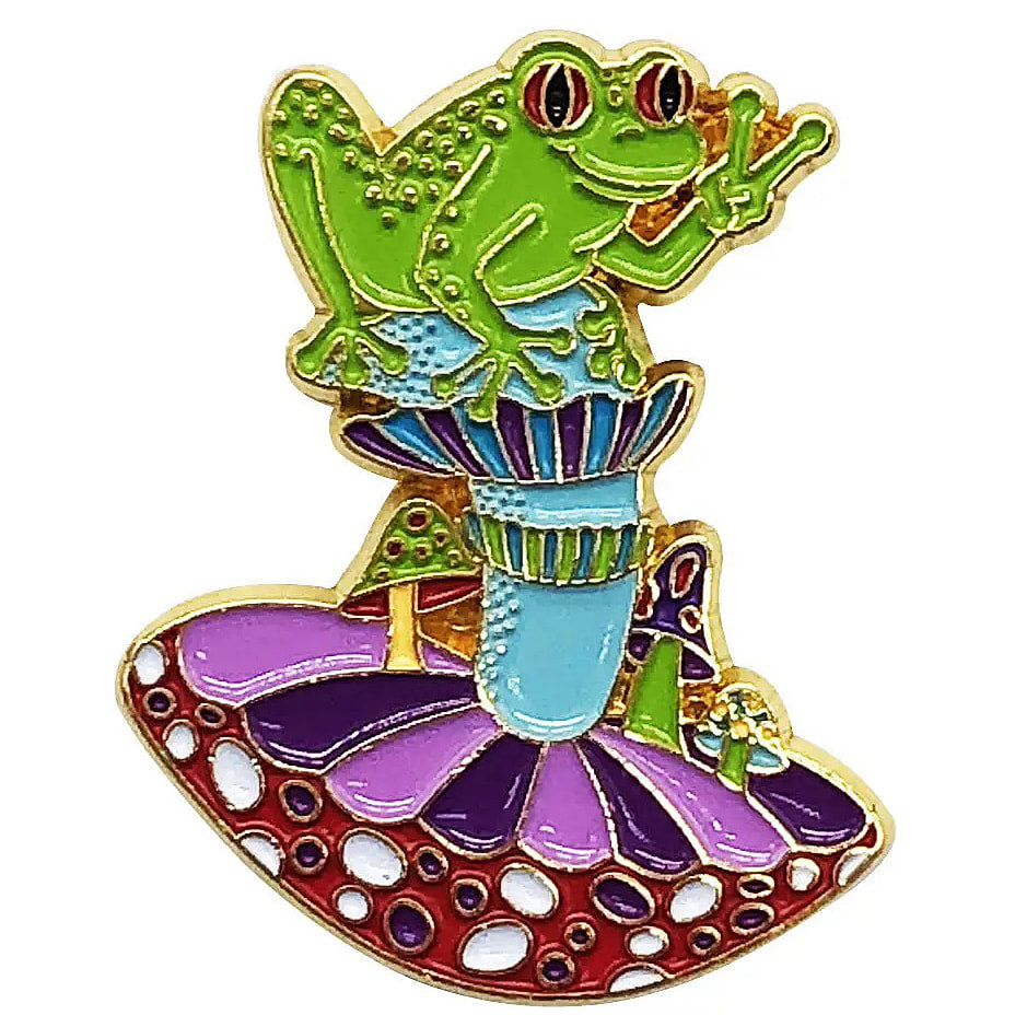 Trippy Frog Mushroom Soft Enamel Pins