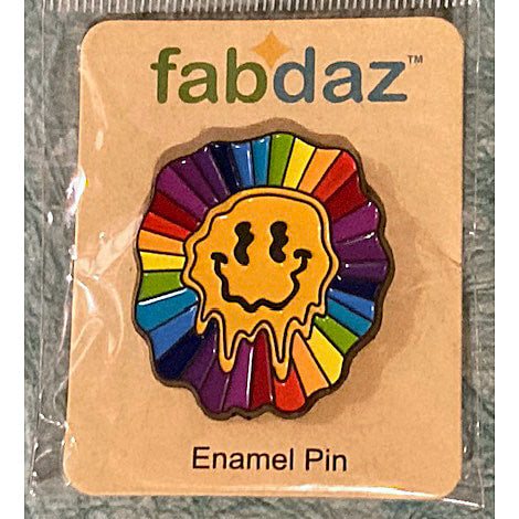 Melting Smiley Face with Rainbow Soft Enamel Pins