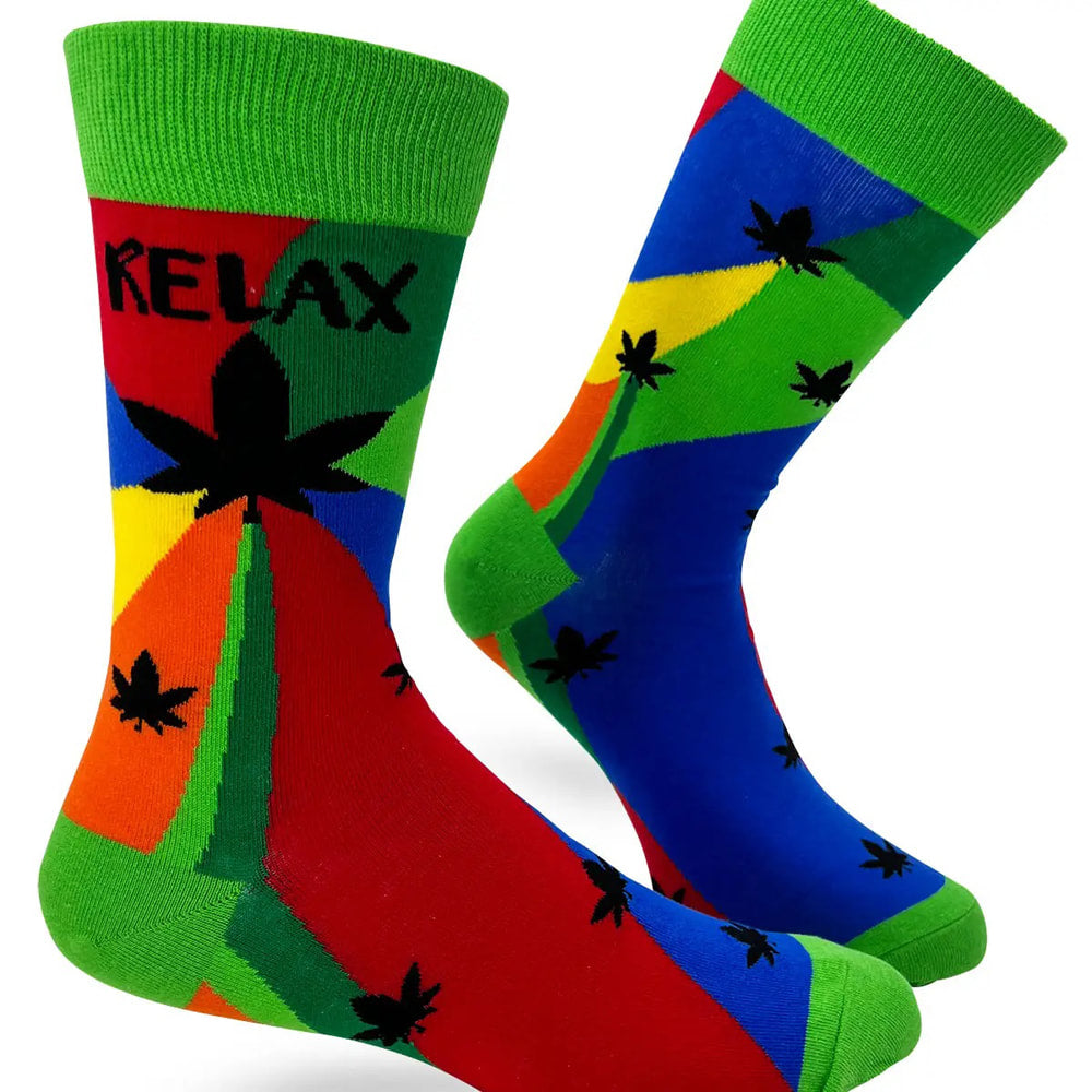 Relax with Pot Leaves Men's Crew Sock by FabDaz