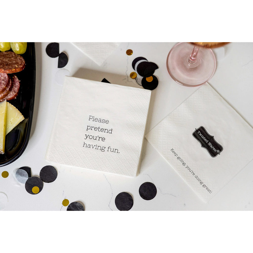 Please Pretend Cocktail Napkin by Twisted Wares