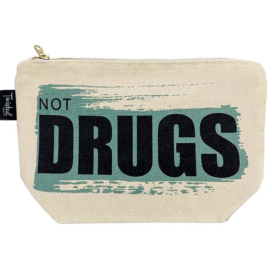 Not DRUGS toiletries bag - canvas and lined Twisted Wares Bitch Bag