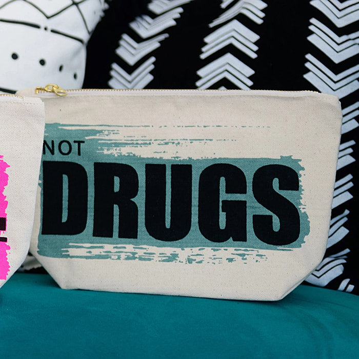 Not DRUGS toiletries bag - canvas and lined Twisted Wares Bitch Bag