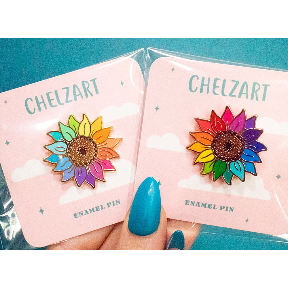 Rainbow sunflower - Enamel Pin - OO