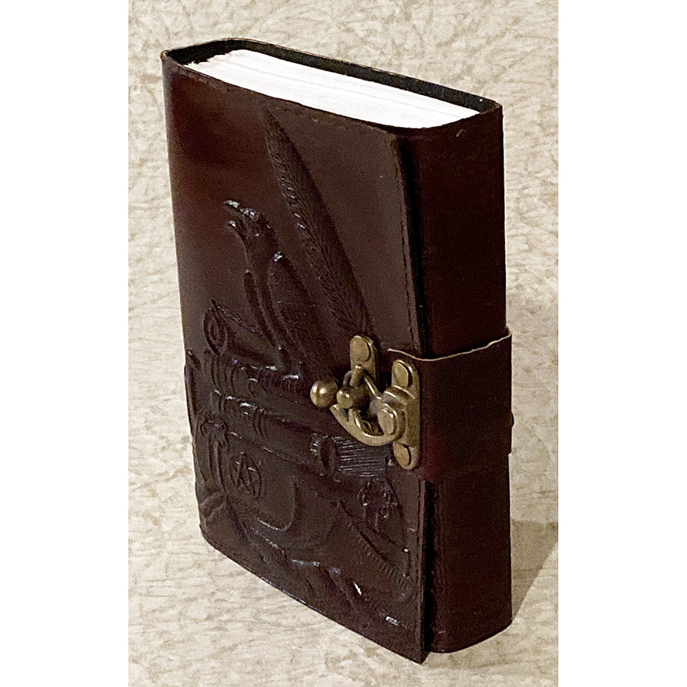 5x7 Raven on Books Embossed Leather Journal - Fantasy Gifts JJ
