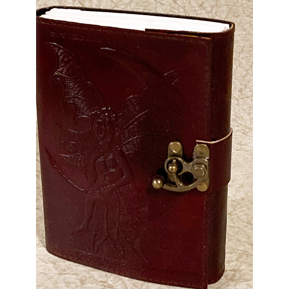 6x8 Fairy on a Half Moon Embossed Leather Journal - Fantasy Gifts JJ