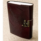 6x8 Fairy on a Half Moon Embossed Leather Journal - Fantasy Gifts JJ